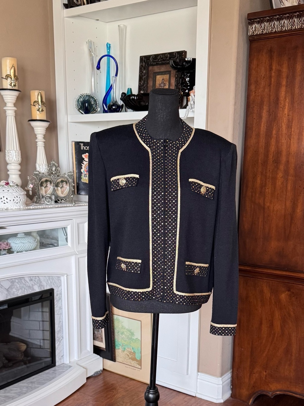 St John Collection Black & Gold Trim Jacket